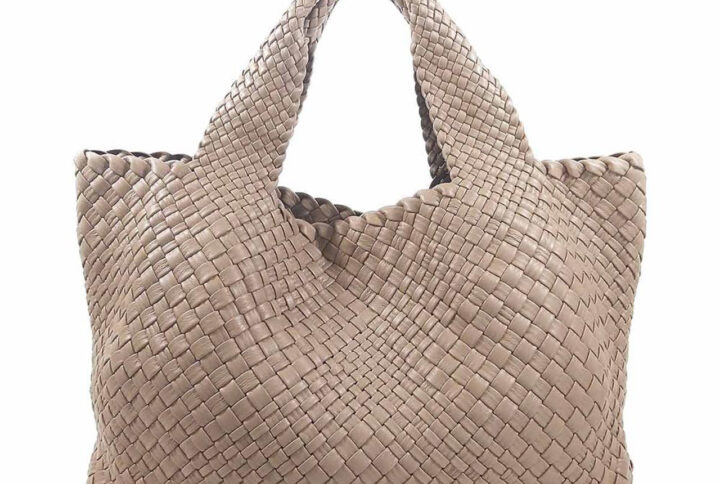 casual large italian handmade calfskin hobo bag beige- -lw-07-14 img1
