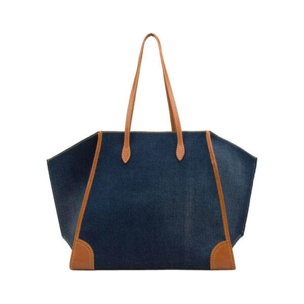 casual leather and denim summer shoulder tote bag denim blue cri-lf-01-4 img2