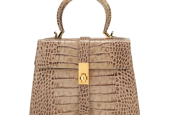 croc embossed saffiano leather handbag with clasp closure beige FON-L-01-1-img1