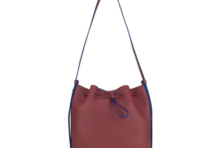 drawstring designer calfskin leather bucket bag red cri-l-03-5 img1