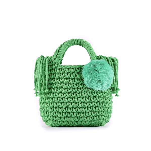 handmade crochet bag with pom pom green VIA-CR-03-24 img1