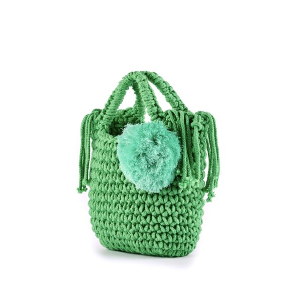 handmade crochet bag with pom pom green VIA-CR-03-24 img2