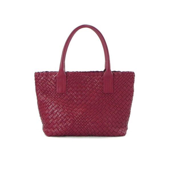 handmade summer woven leather tote bag with zipper red ghi-lw-02-9 img1