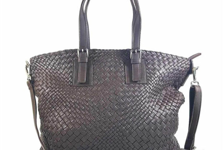 large hand woven italian designer leather tote shopper brown ghi-lw-02-11 img1