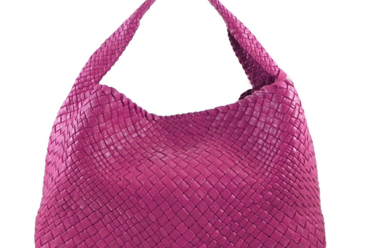 large luxury woven calfskin leather hobo handbag pink ghi-lw-07-13 img1
