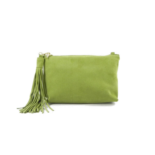 suede leather tassel pochette shoulder handbag green ghi-l-05-6 img1