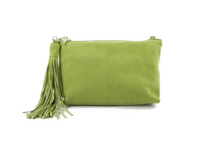 suede leather tassel pochette shoulder handbag green ghi-l-05-6 img1