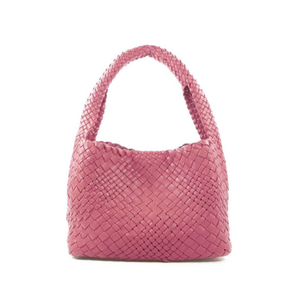 woven calfskin leather medium shoulder bag pink ghi-lw-01-3 img1