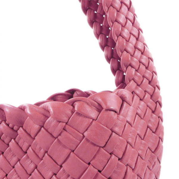 woven calfskin leather medium shoulder bag pink ghi-lw-01-3 img2