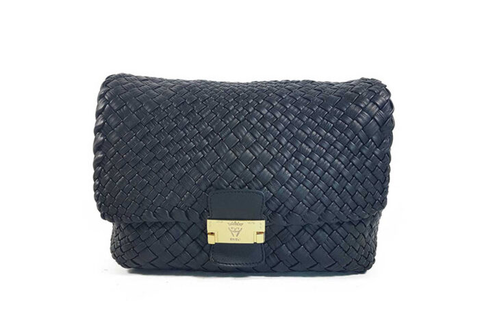 woven leather flap over summer clutch with shoulder strap black-ghi-lw-05-7 img1