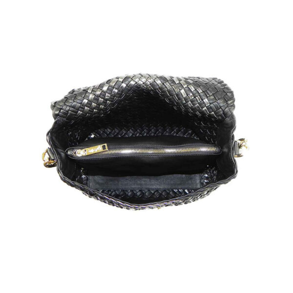 woven leather flap over summer clutch with shoulder strap black-ghi-lw-05-7 img2