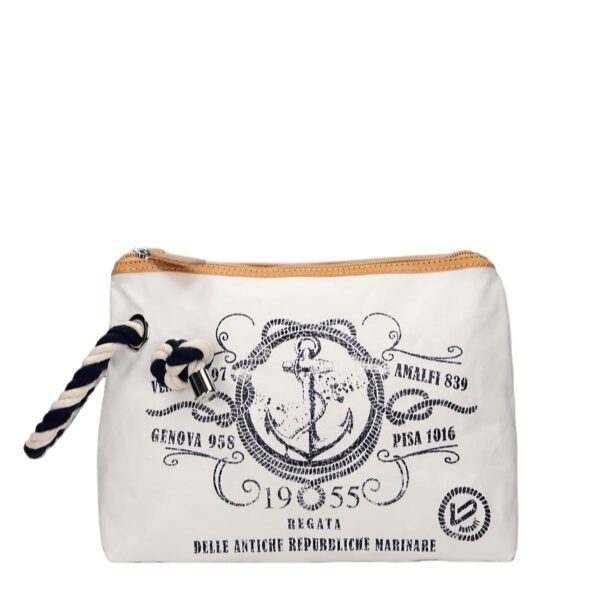 cloth nautical summer purse with top zipped white bon