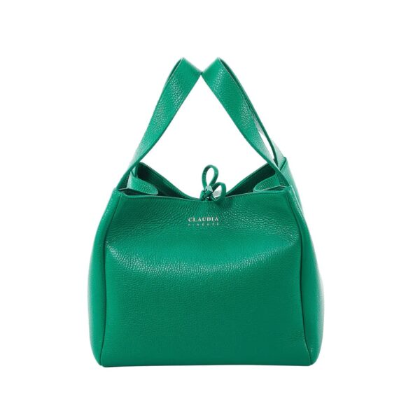 designer leather square purse with drawstring green