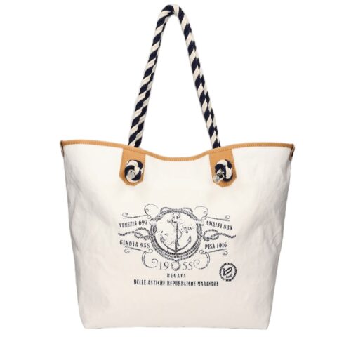 fabric summer nautical beach tote with rope straps bon