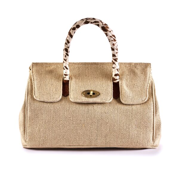 jute tote bag with fabric wrapped handle beige-VIA-F-02-26 img1