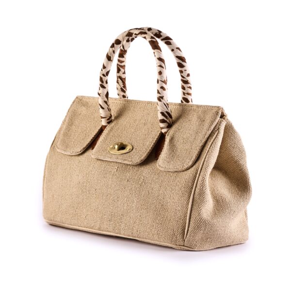 jute tote bag with fabric wrapped handle beige-VIA-F-02-26 img2