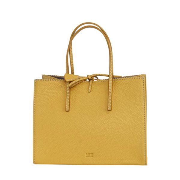 pebbled leather shopping tote bag yellow BUT-1HA01-02 img1