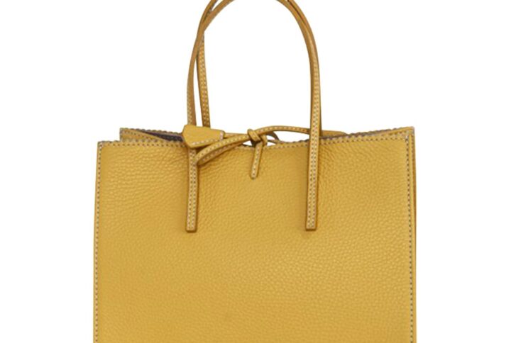 pebbled leather shopping tote bag yellow BUT-1HA01-02 img1