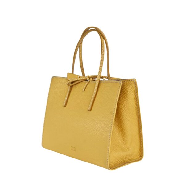 pebbled leather shopping tote bag yellow BUT-1HA01-02 img2