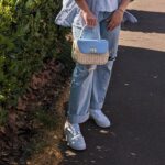 Rattan And Calfskin Leather Top Handle Bag