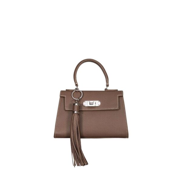 small handbag with tassel and shoulder strap brown beige taupe BUT-1HA04-03-img4