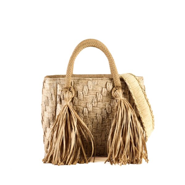 small summer beach bag with tassels brown VIA-R-06-30 img1